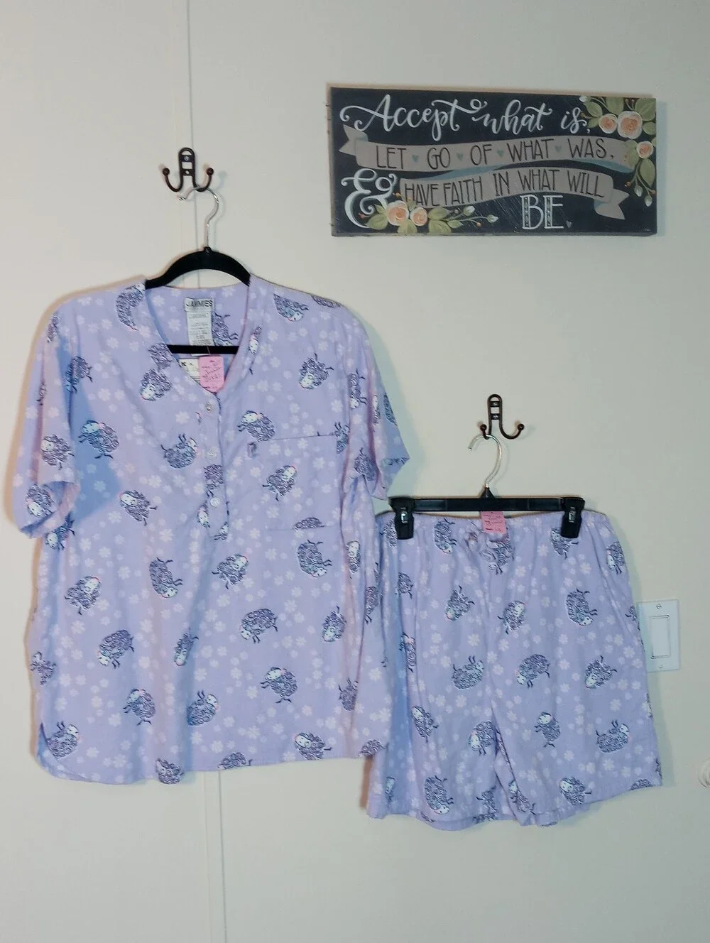 NWT Large Jammies Purple Sheep Short Sleeve Pajama Set
